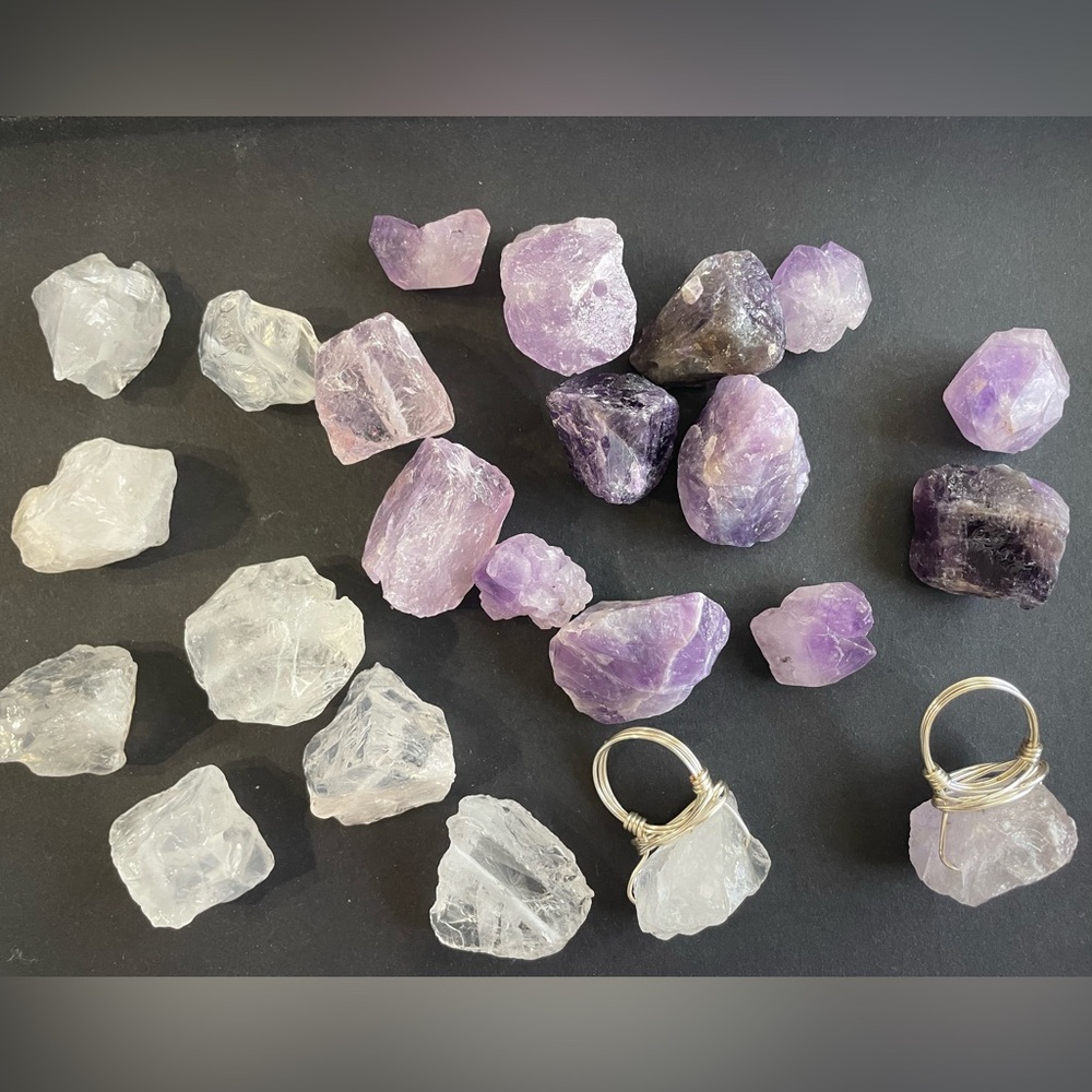 Raw Amethyst and Raw Quartz Crystal beads